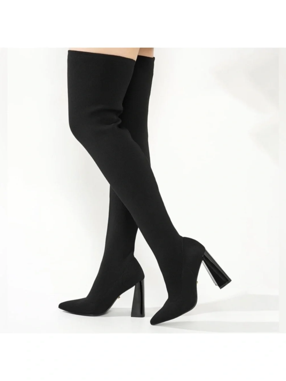 Cape Robbin Flo-A Black Stretch Thigh High Boots Block Heel Size 7 NIB